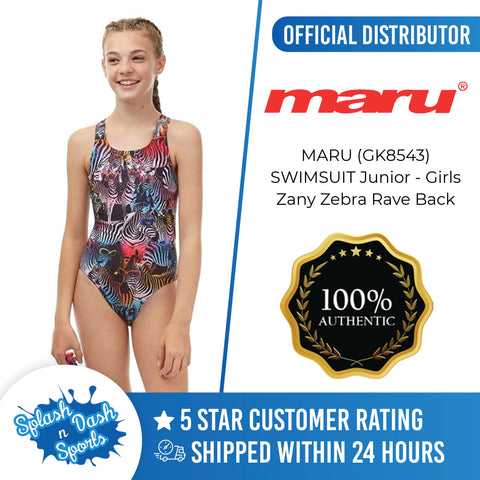 MARU (GK8543) SWIMMING SWIMSUIT Junior - Girls Zany Zebra Rave Back