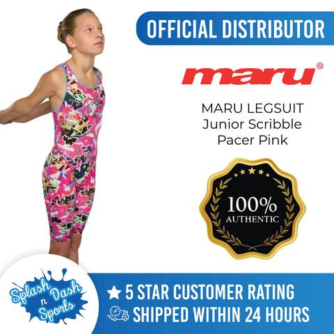 MARU (GK7532) SWIMMING LEGSUIT - Junior Scribble Pacer Pink