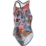 MARU (GK8543) SWIMMING SWIMSUIT Junior - Girls Zany Zebra Rave Back